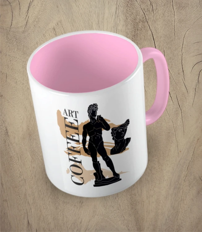 Różowy kubek art coffee