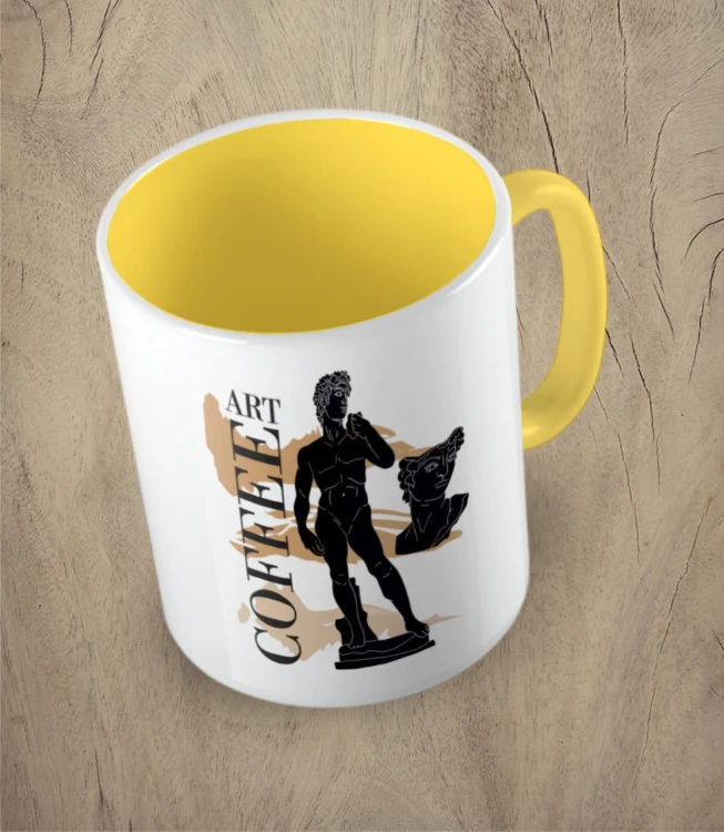 Żółty kubek art coffee
