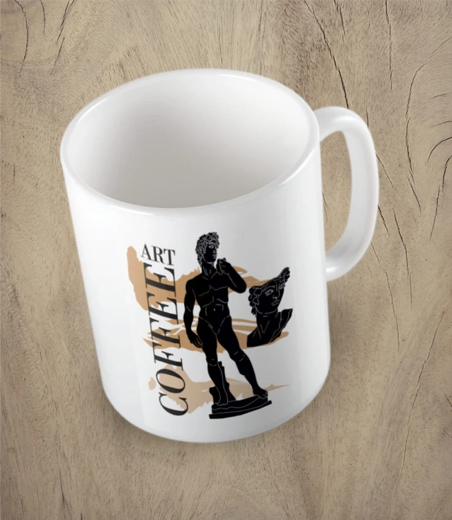 Biały kubek art coffee