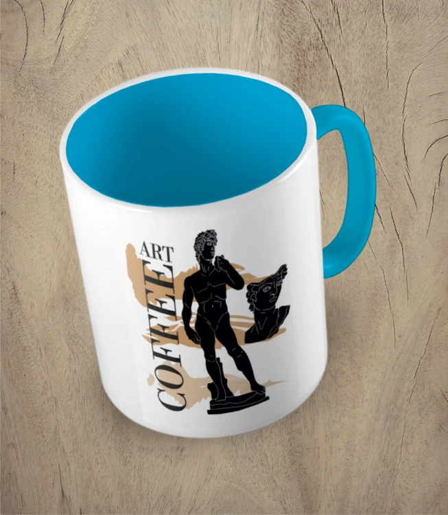 Błękitny kubek art coffee