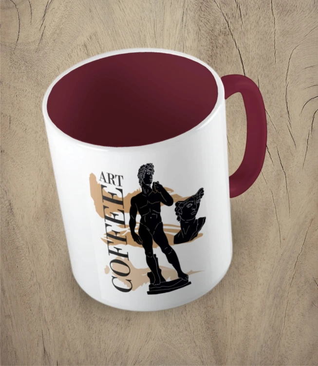 Bordowy kubek art coffee