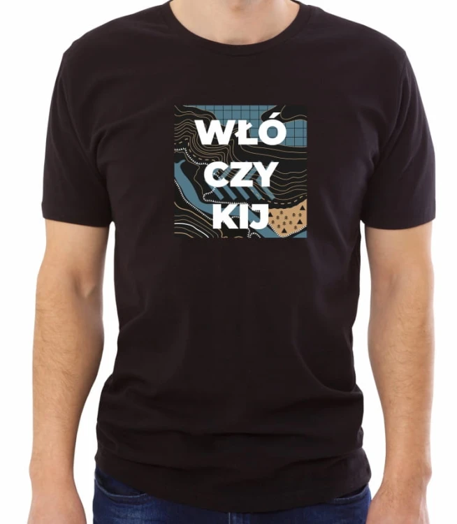 Czarna męska koszulka włóczykij