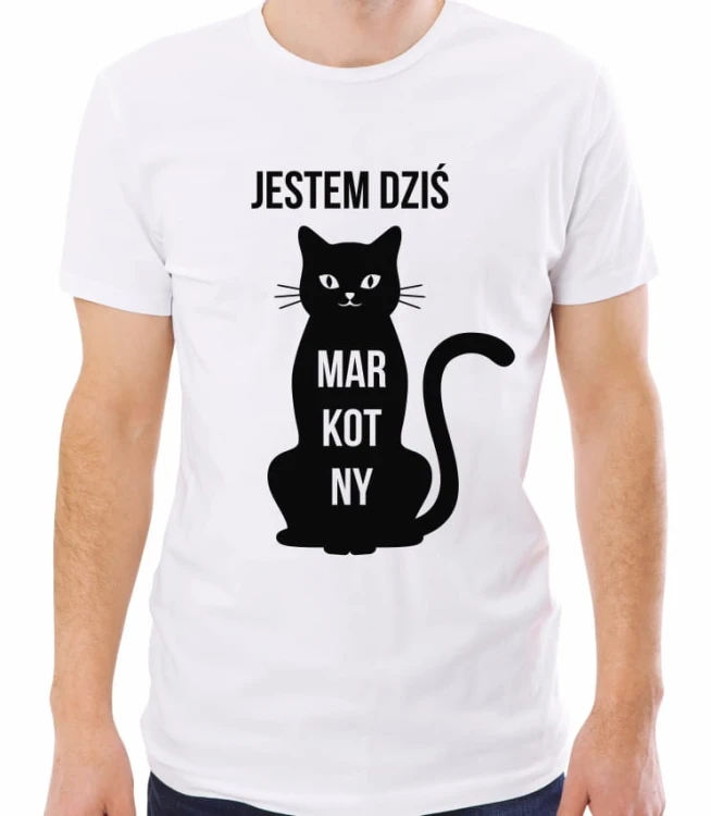 Biała męska koszulka jestem dziś markotny