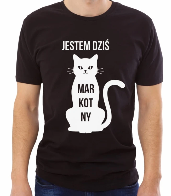 Czarna męska koszulka jestem dziś markotny