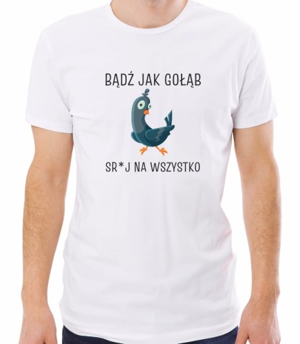 Biała męska koszulka bądź jak gołąb