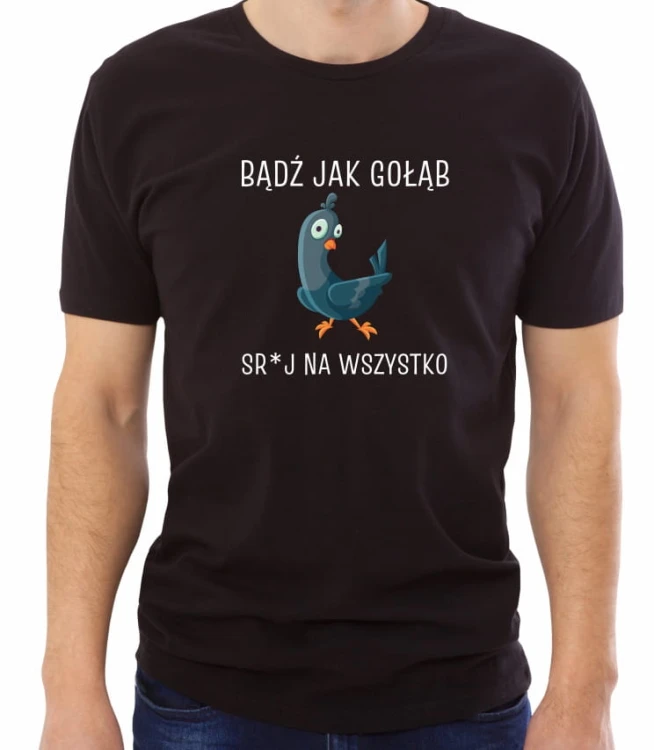 Czarna męska koszulka bądź jak gołąb