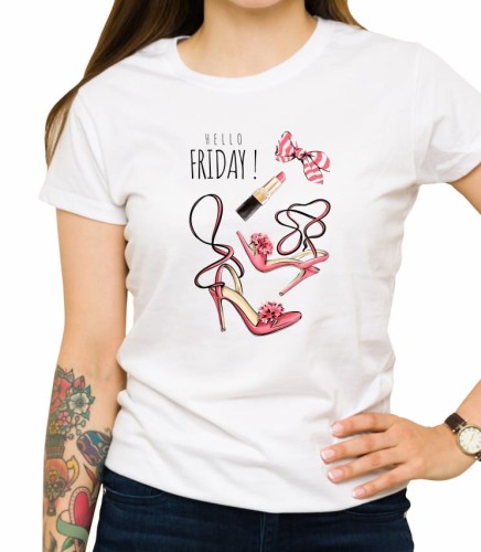 Biała damska koszulka hello friday