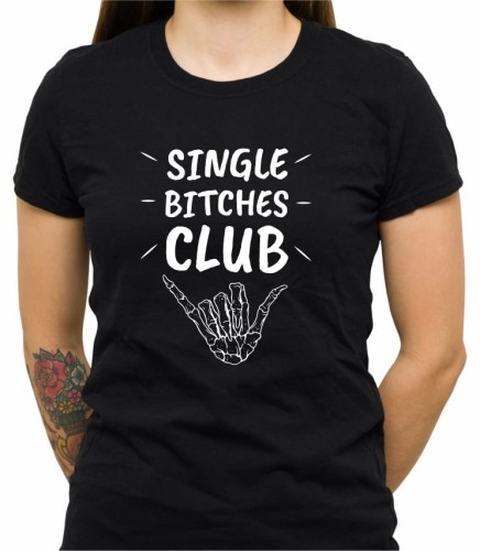 Czarna damska koszulka single bitches club