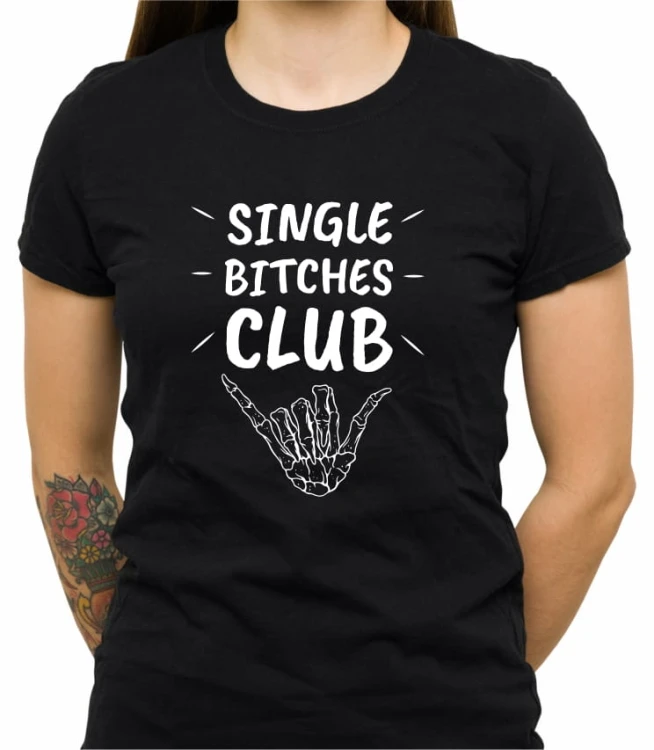 Czarna damska koszulka single bitches club