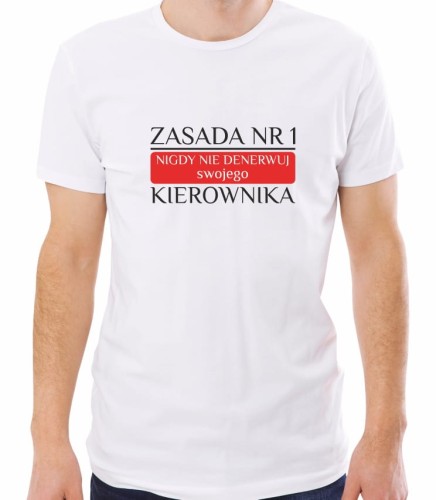 Biała męska koszulka zasada nr 1