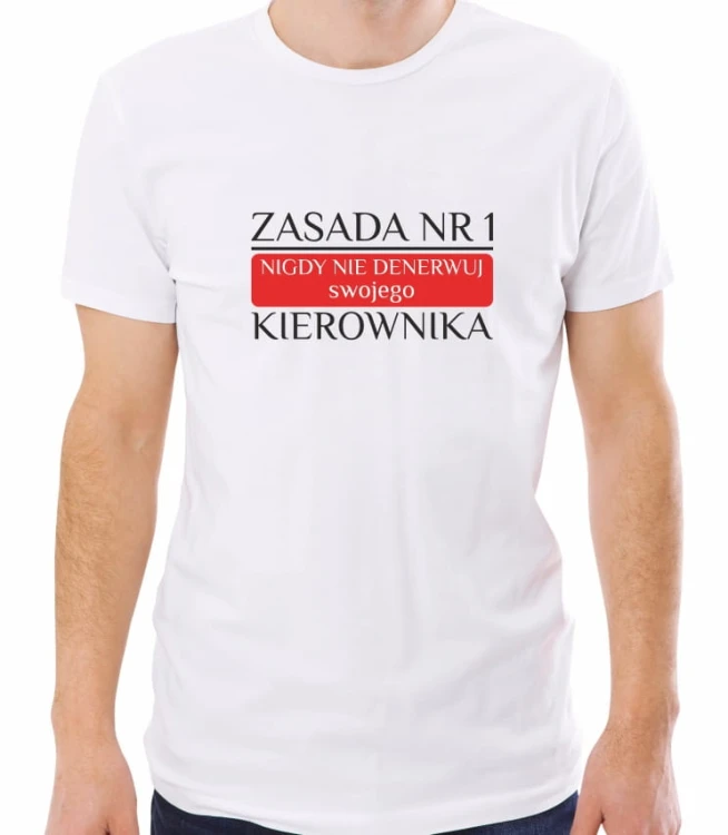 Biała męska koszulka zasada nr 1