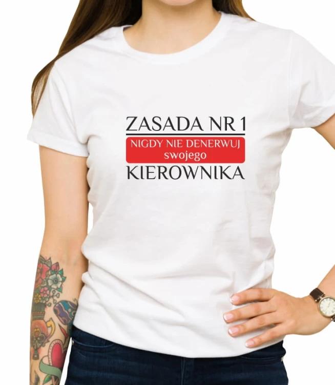 Biała damska koszulka zasada nr 1
