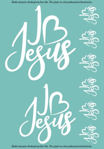 Białe tatuaże tymczasowe I love Jesus