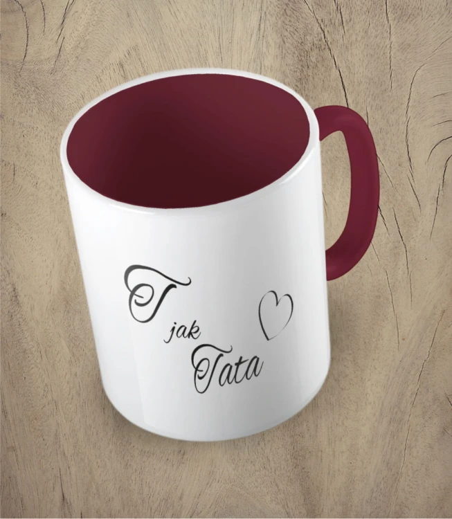 Bordowy kubek t jak tata