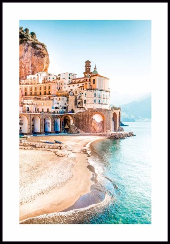 Plakat poranek w Amalfi z białą ramką dookoła