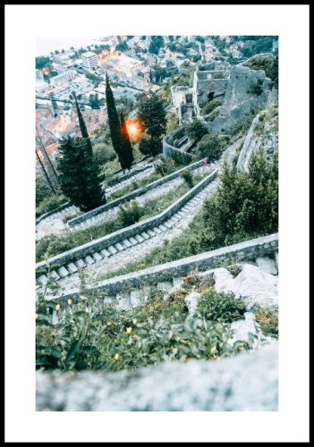 Plakat widok na Kotor z białym marginesem
