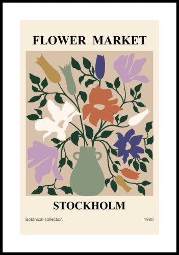 Plakat flower market Stockholm z białym marginesem