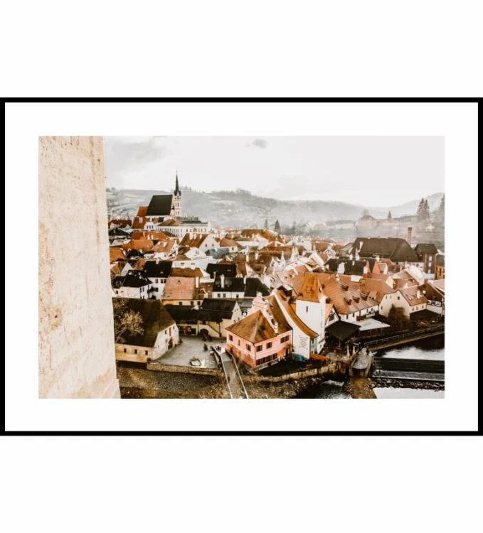 Plakat podróż do Czech z białym marginesem