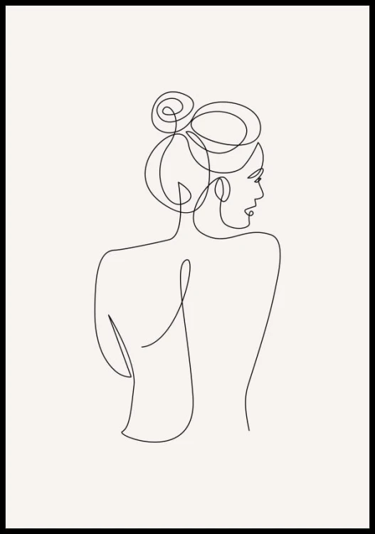 Plakat line art z sylwetką kobiety