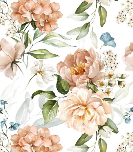 Próbka tapety peach blush flowers