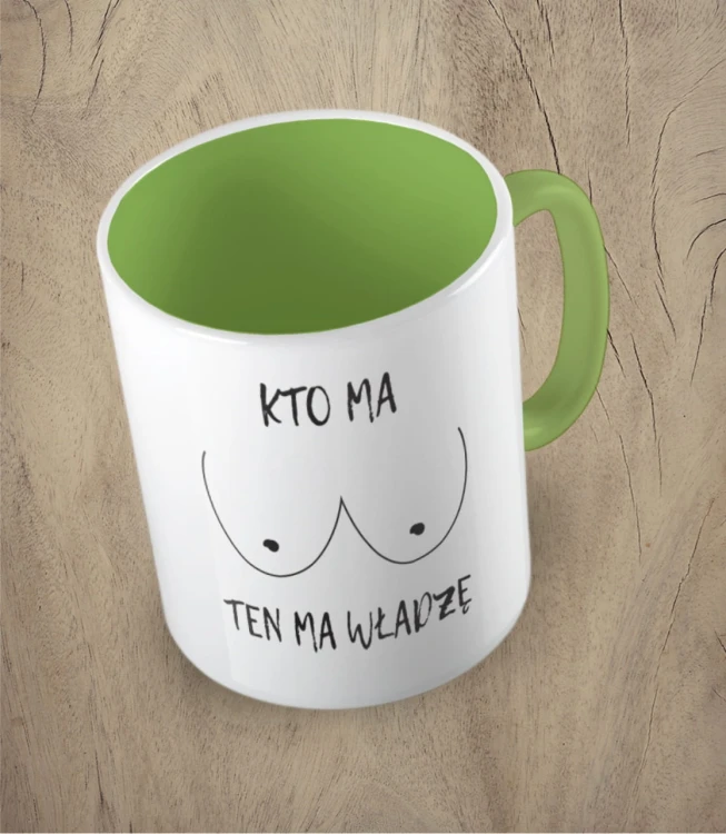 Kubek kto ma cycki jasnozielony