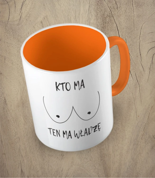 Kubek kto ma cycki pomarańczowy