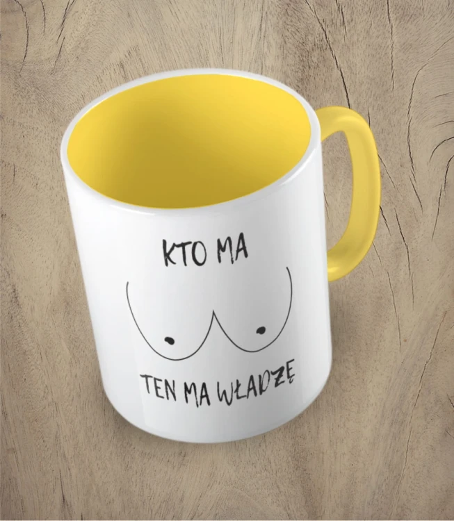 Kubek kto ma cycki żółty