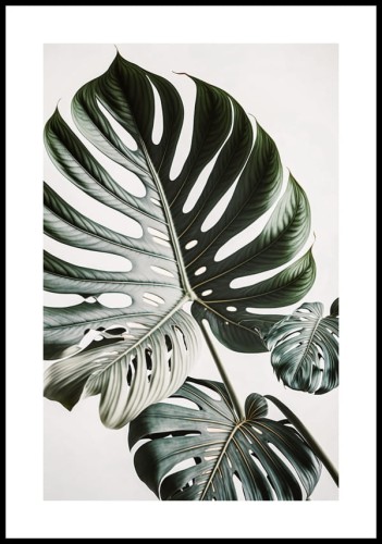 Plakat egzotyczna monstera z białym marginesem