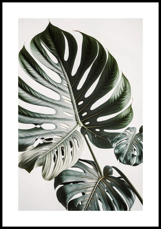 Plakat egzotyczna monstera z białym marginesem