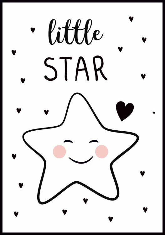 Plakat little star - z małą uśmiechnięta gwiazdką otoczoną serduszkami