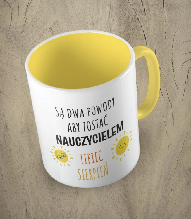 Kubek są dwa powody aby zostać nauczycielem żółty