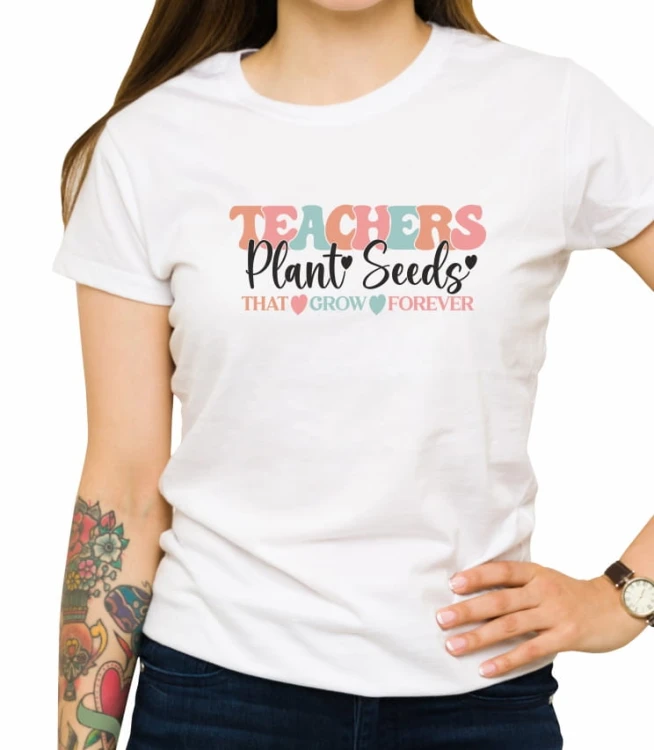 Biała damska  koszulka teachers plant seeds