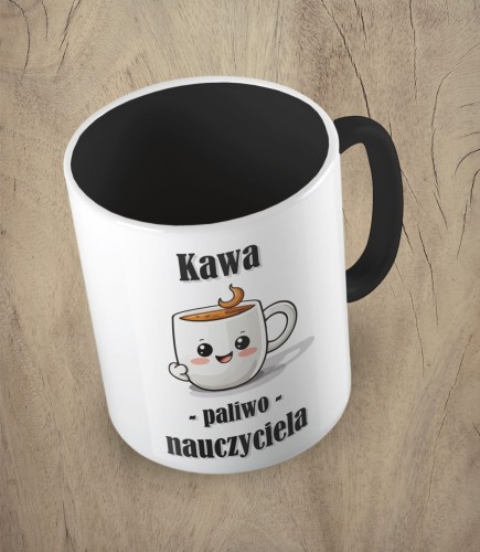 czarny kubek kawa paliwo nauczyciela