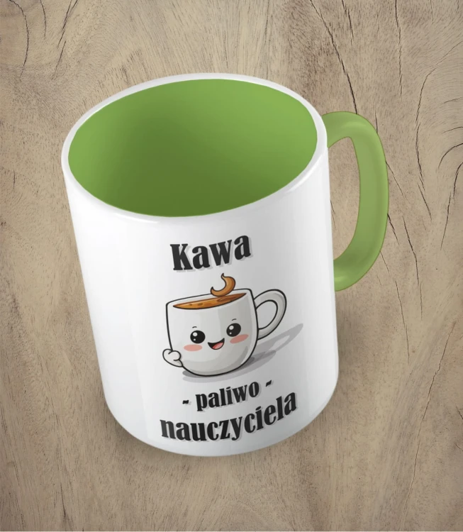 jasnozielony kubek kawa paliwo nauczyciela