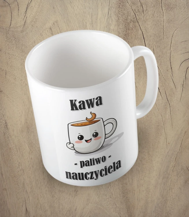 biały kubek kawa paliwo nauczyciela