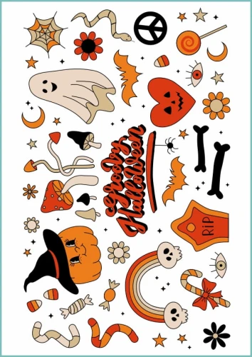 Tatuaże tymczasowe retro zestaw na Halloween