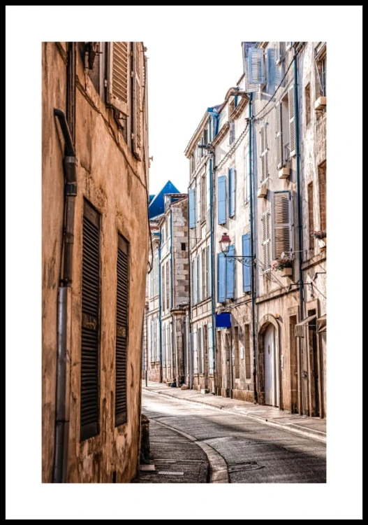 Plakat uliczka w la Rochelle z białym marginesem