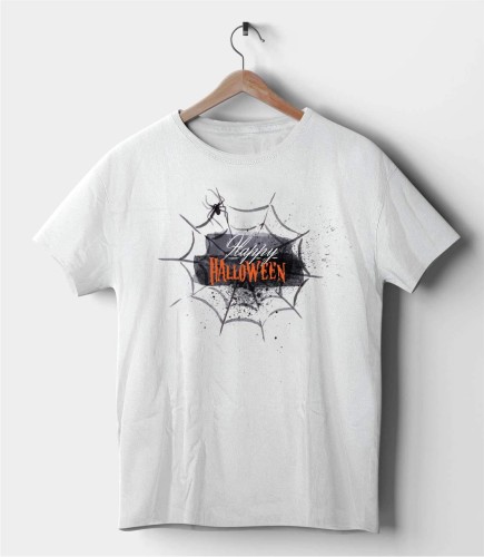 Biała koszulka Halloween Pajęczyna