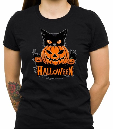 Damska czarna koszulka Halloween