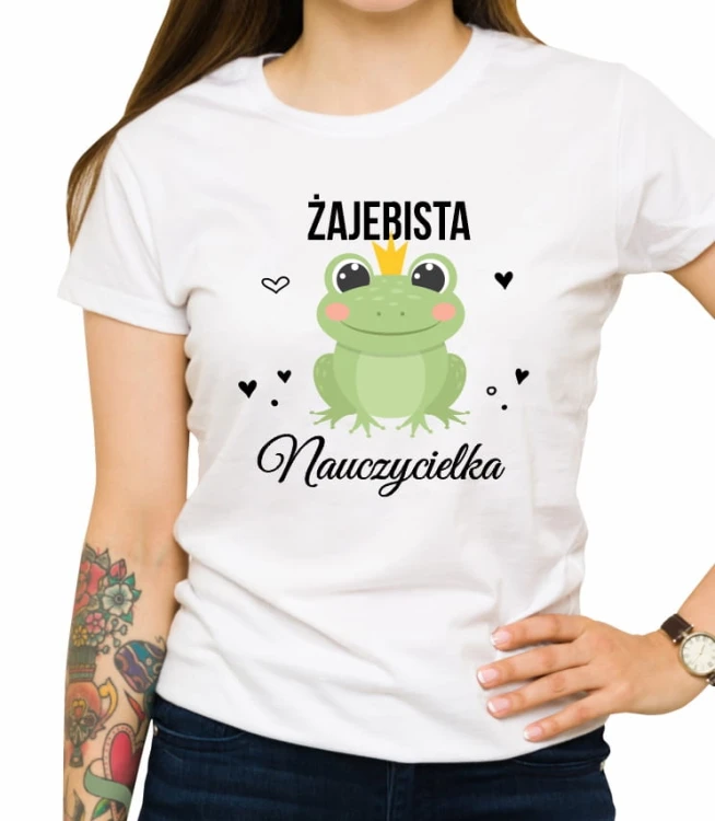 Damska biała koszulka żajebista nauczycielka