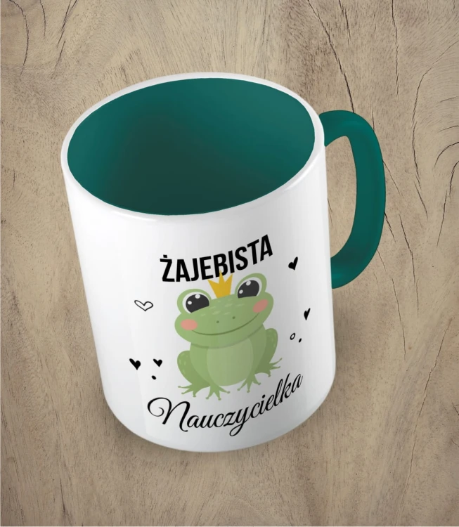 Kubek żajebista nauczycielka ciemnozielony