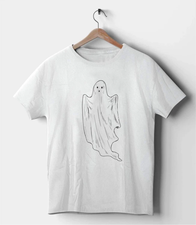 Biała koszulka Halloween Duch
