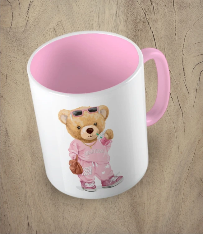 Różowy kubek bear girl doll