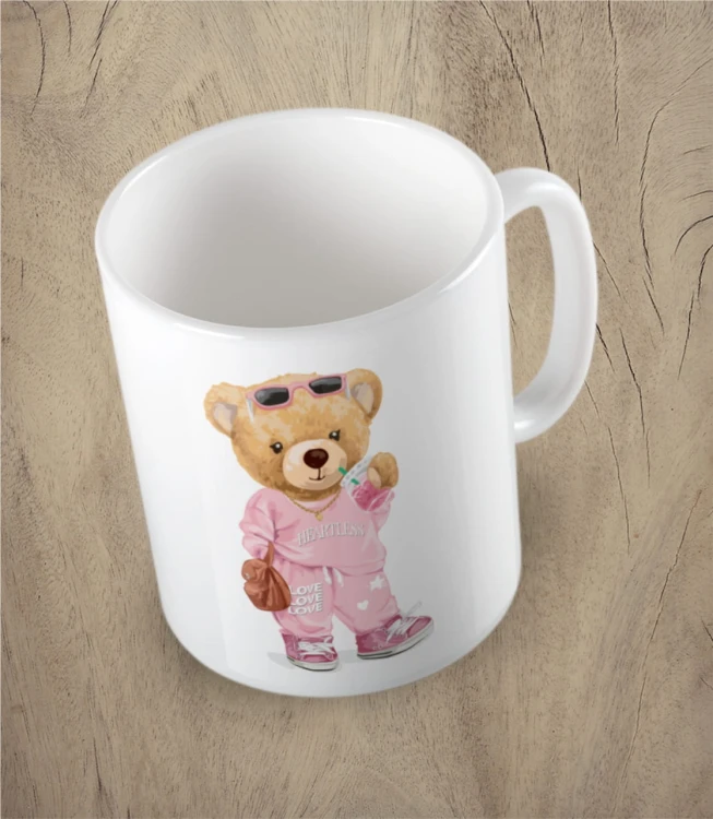 Biały kubek bear girl doll