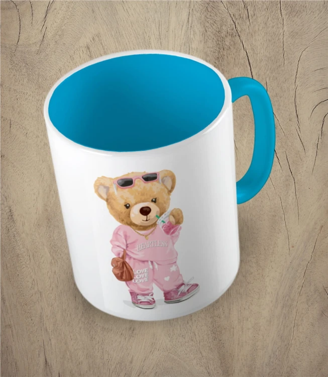 Niebieski kubek bear girl doll