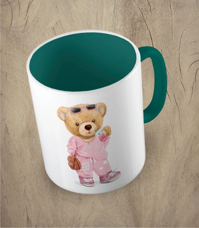 Ciemnozielony kubek bear girl doll