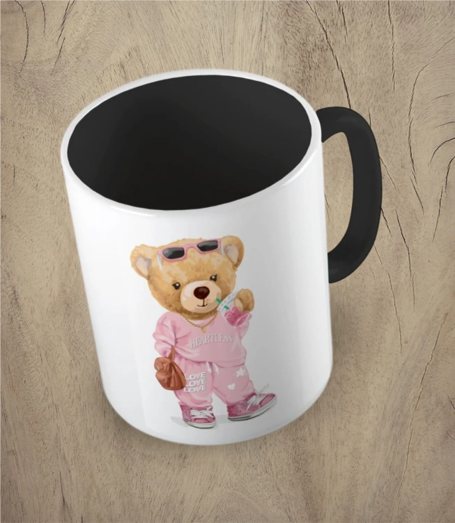 Czarny kubek bear girl doll