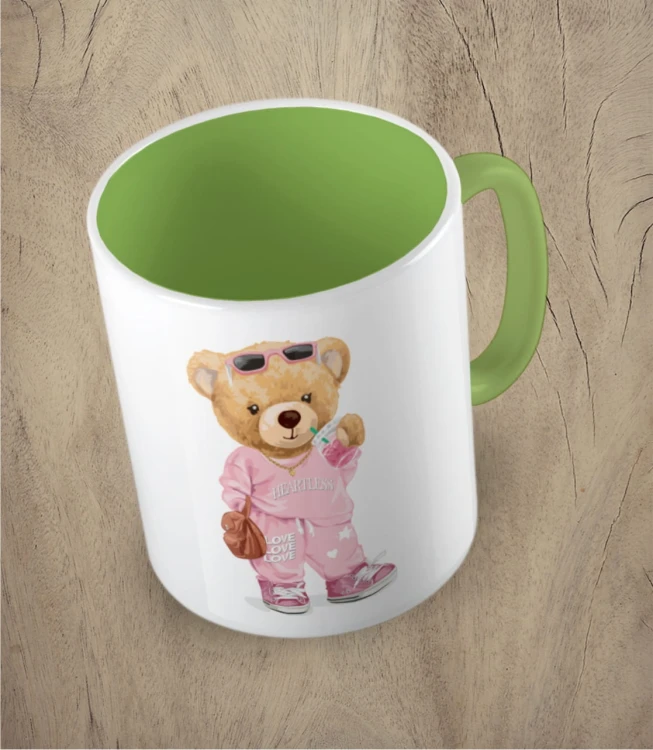 Jasnozielony kubek bear girl doll