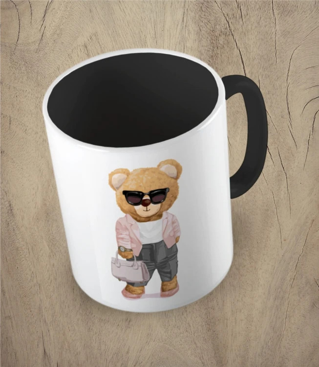 Czarny kubek bear doll working