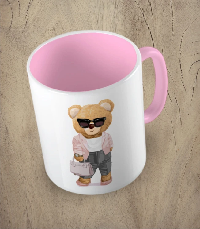 Różowy kubek bear doll working